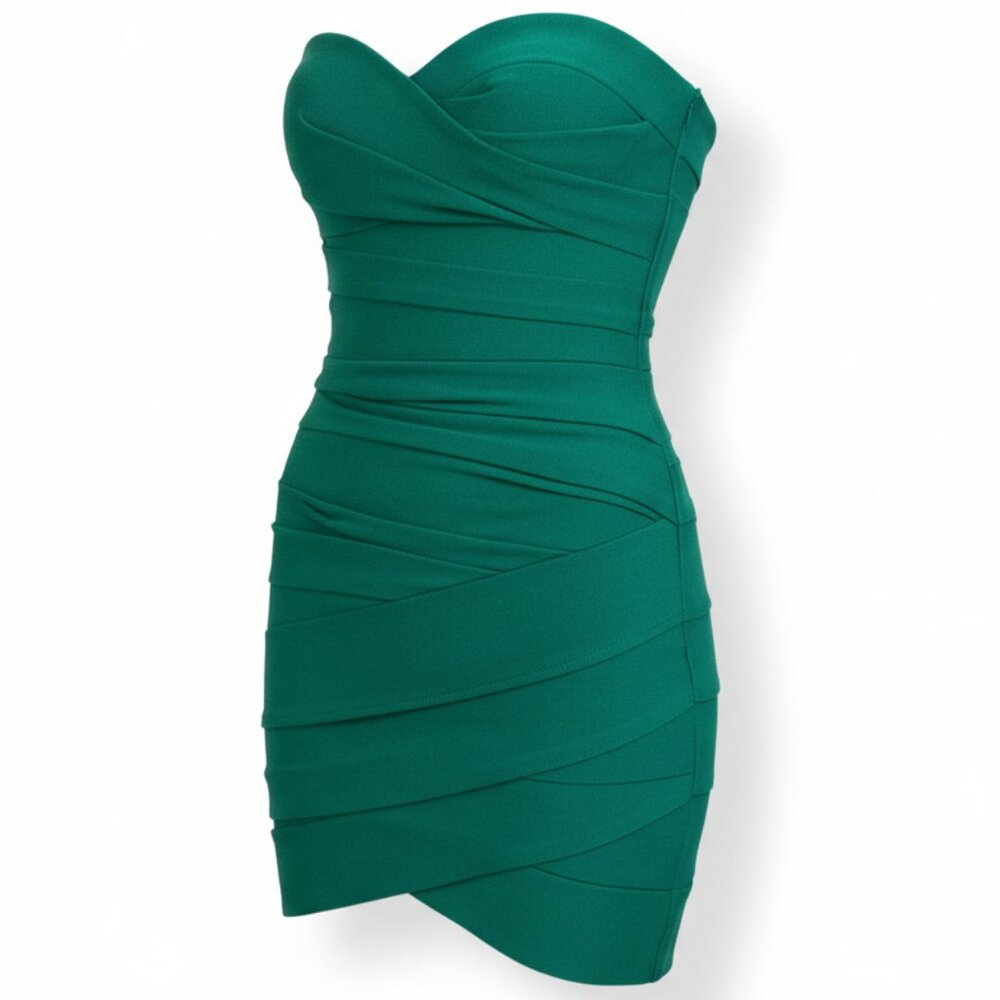 ultra mini dress green Well Versed Pleated Mini Dress Forest Green main image 0
